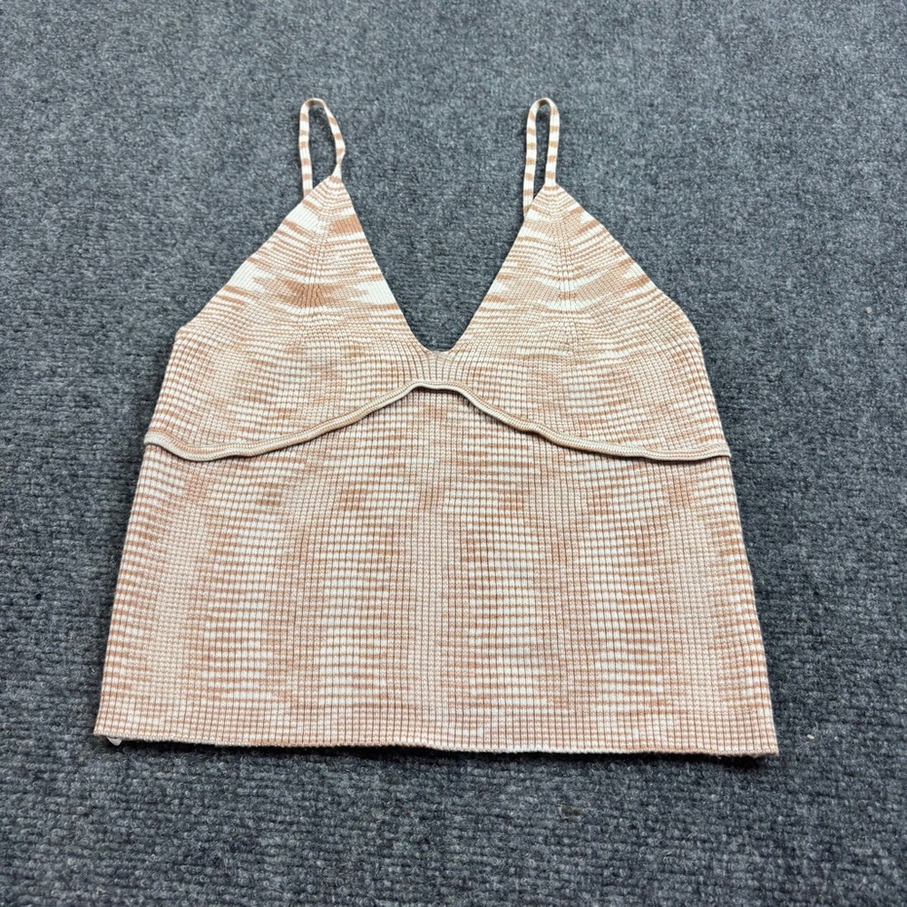 MISS LOVE Women’s Knit cami Crop Top Brown/White Knit size: Medium